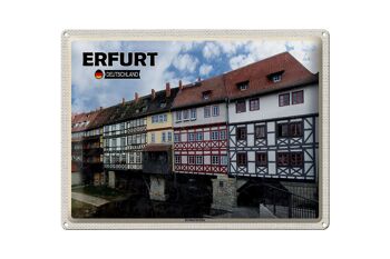 Plaque en tôle Villes Erfurt Allemagne Krämerbrücke 40x30cm 1