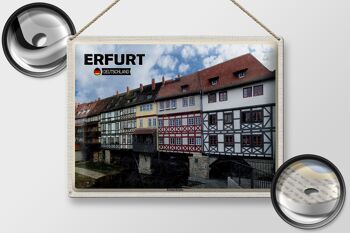 Plaque en tôle Villes Erfurt Allemagne Krämerbrücke 40x30cm 2