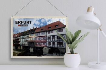 Plaque en tôle Villes Erfurt Allemagne Krämerbrücke 40x30cm 3