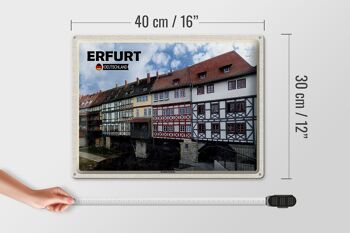 Plaque en tôle Villes Erfurt Allemagne Krämerbrücke 40x30cm 4