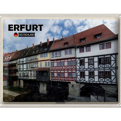 Targa in metallo città Erfurt Germania Krämerbrücke 40x30 cm