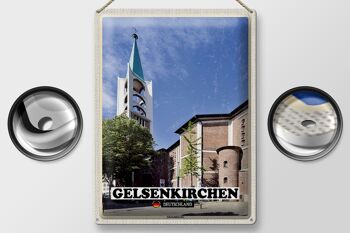 Panneau en étain villes Gelsenkirchen, église de la vieille ville 30x40cm 2