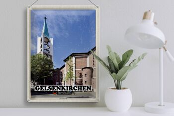 Panneau en étain villes Gelsenkirchen, église de la vieille ville 30x40cm 3