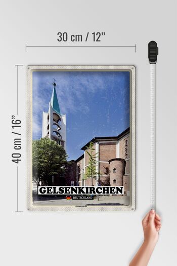 Panneau en étain villes Gelsenkirchen, église de la vieille ville 30x40cm 4