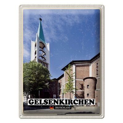 Cartel de chapa ciudades Gelsenkirchen iglesia del casco antiguo 30x40cm