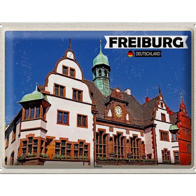Metal sign cities Freiburg town hall architecture 40x30cm