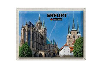 Signe en étain villes Erfurt allemagne cathédrale vieille ville 40x30cm 1