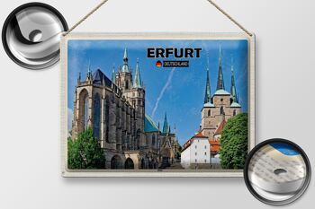 Signe en étain villes Erfurt allemagne cathédrale vieille ville 40x30cm 2