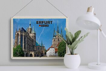 Signe en étain villes Erfurt allemagne cathédrale vieille ville 40x30cm 3