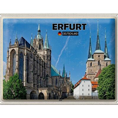 Cartel de chapa Ciudades Erfurt Alemania Catedral Casco antiguo 40x30cm