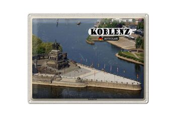 Plaque en tôle villes Coblence Deutsches Eck court voyage 40x30cm 1