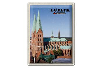 Panneau en étain villes Lübeck Allemagne Église Sainte-Marie 30x40cm 1