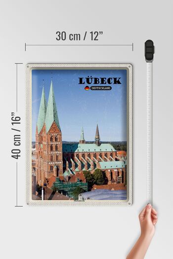 Panneau en étain villes Lübeck Allemagne Église Sainte-Marie 30x40cm 4
