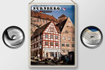 Signe en étain villes Nuremberg allemagne vieille ville 30x40cm 2