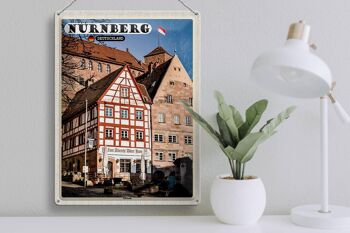 Signe en étain villes Nuremberg allemagne vieille ville 30x40cm 3