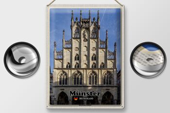 Plaque en tôle Villes Münster Hôtel de ville historique 30x40cm 2
