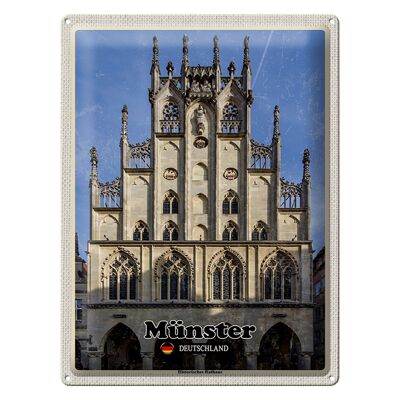 Cartel de chapa ciudades Münster ayuntamiento histórico 30x40cm