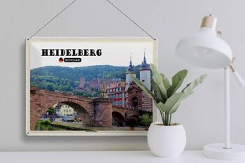 Panneau en étain villes Heidelberg, arche de la vieille ville 40x30cm 3