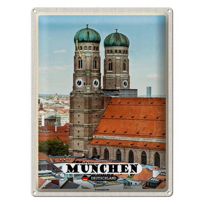 Cartel de chapa ciudades casco antiguo de Múnich Frauenkirche 30x40cm