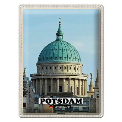 Metal sign cities Potsdam Nikolaikirche sculpture 30x40cm