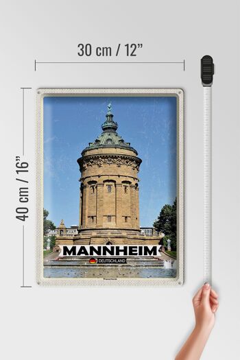 Plaque en tôle villes Mannheim château d'eau vieille ville 30x40cm 4