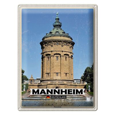Cartel de chapa ciudades Mannheim torre de agua casco antiguo 30x40cm