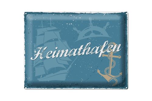 Blechschild Spruch 30x40cm Heimathafen Anker Segelschiff