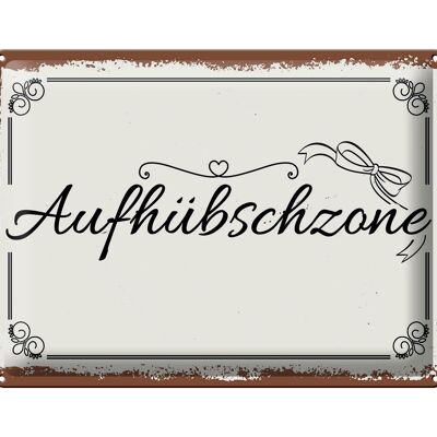 Targa in metallo con scritta "Aufhübschzone" 30x40 cm