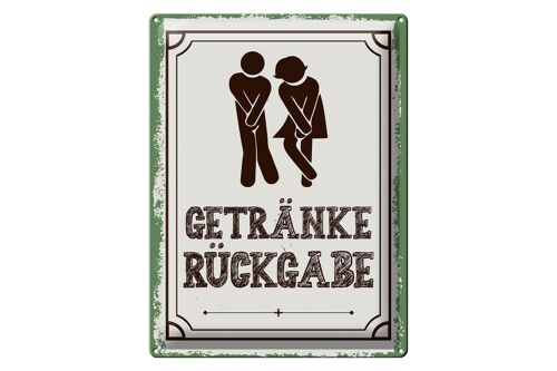 Blechschild Spruch 30x40cm Getränke Rückgabe grün