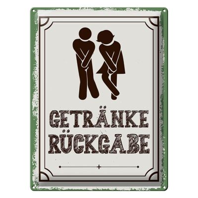 Blechschild Spruch 30x40cm Getränke Rückgabe grün