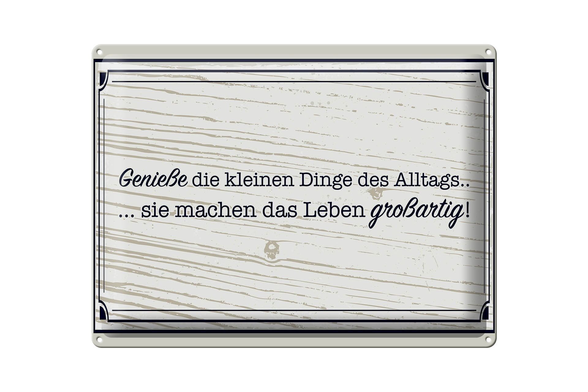 Targa in metallo con scritta 30x40 cm Goditi le piccole cose della vita di tutti i giorni