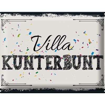 Cartel de chapa con la inscripción "Villa Kunterbunt" 30x40 cm.