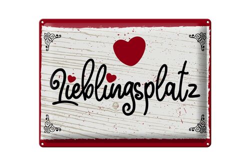 Blechschild Spruch 30x40cm Lieblingsplatz Herz rot