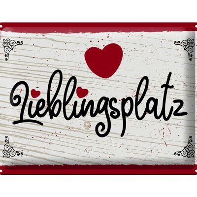Blechschild Spruch 30x40cm Lieblingsplatz Herz rot