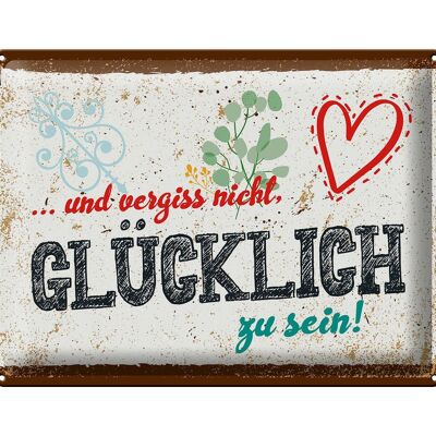 Blechschild Spruch 30x40cm Und vergiss nicht Glücklich zu sein