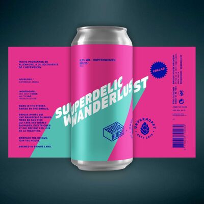 Unverhopft x Brique House - Superdelic Wanderlust - Hopfenweisse - Lata de Cerveza Artesanal 0,44L