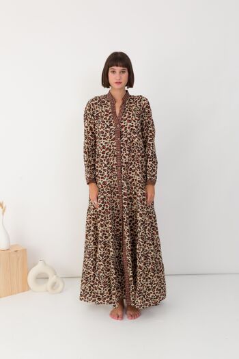 Robe longue bohème motifs animaliers 1