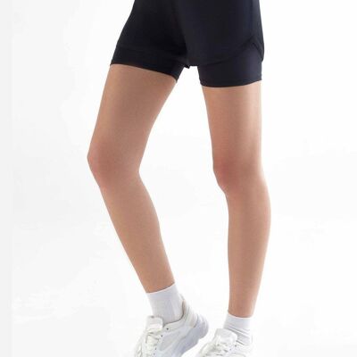 T1340-01 | Shorts deportivos para mujer reciclados - Negro