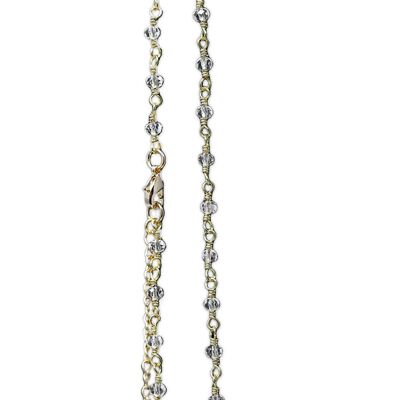 Vergoldete Bolakette 114 cm – Perlen (Gold/weißer Kristall)