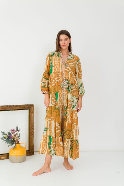 Robe longue bohème en coton