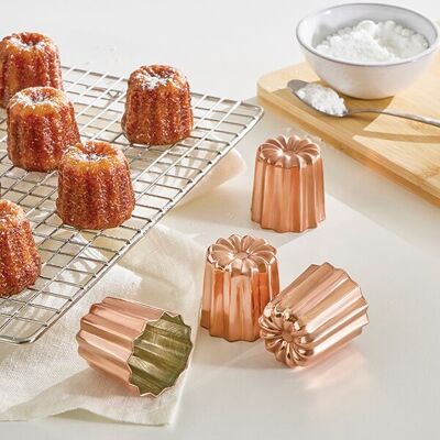 4 canelé molds in tinned copper 4.5 cm
