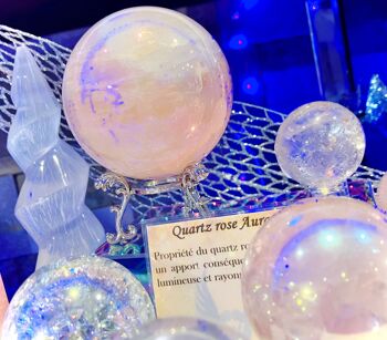 Incroyable Sphère de quartz rose aura ange 2