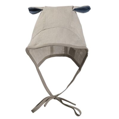 Linen bonnete with cap and ears BOHO LEO Beige