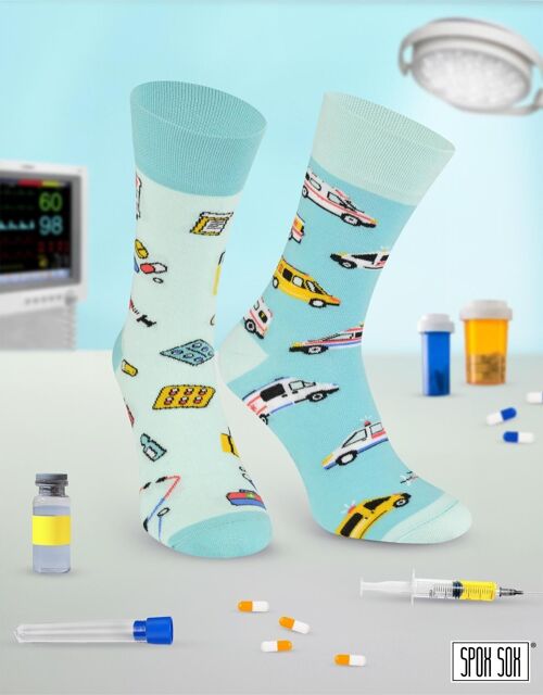 Ambulance medical socks | Socks for doctor and nurse - casual mismatched socks