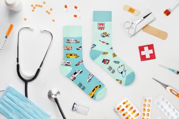 Chaussettes médicales d’ambulance | Chaussettes pour médecin et infirmière - chaussettes décontractées dépareillées 3