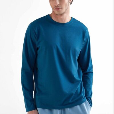 T2110-06| Camicia a maniche lunghe da uomo TENCEL™ Active - Petrolio