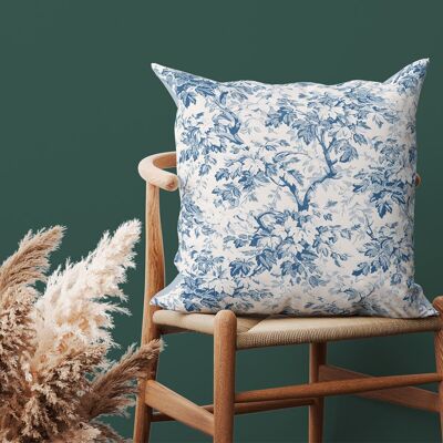 Blue decorative cushion in cotton gauze 40x40cm