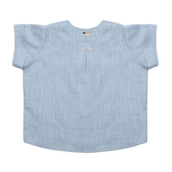 T-shirt en lin avec short en lin biologique BIO BOHO LEO Bleu clair 6