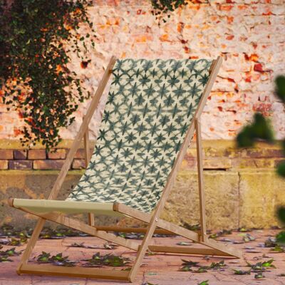 Green wood foldable garden deck chair