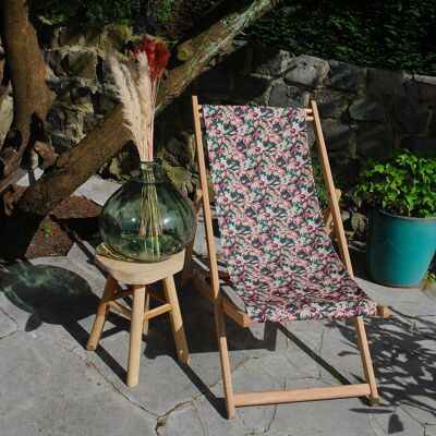 Outdoor chair flower green wood and polyester